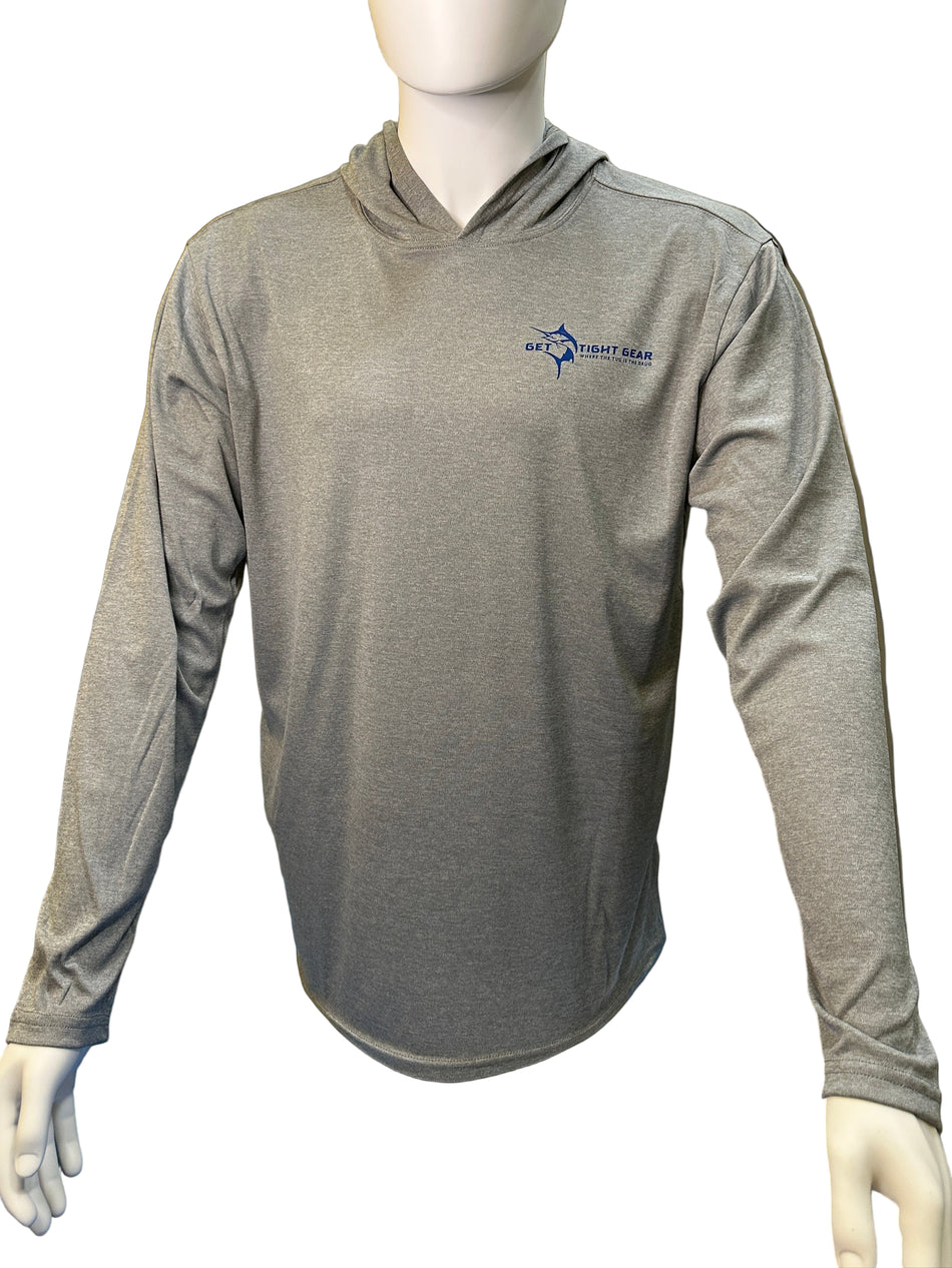 Get Tight Gear™ Performance Long Sleeve Hooded Shirt – Heather Grey (Adult Unisex S–4XL)