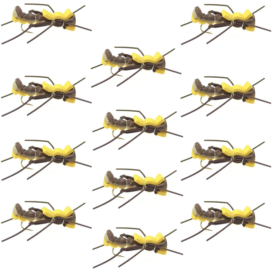 Mantis BLT Foam Body Grasshopper Fly - 1 Dozen Flies Hook Size 10