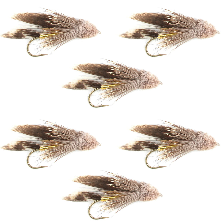 Muddler Minnow Fly Fishing Flies - Classic Bass and Trout Streamers - Set of 6 Flies Hook Size 10