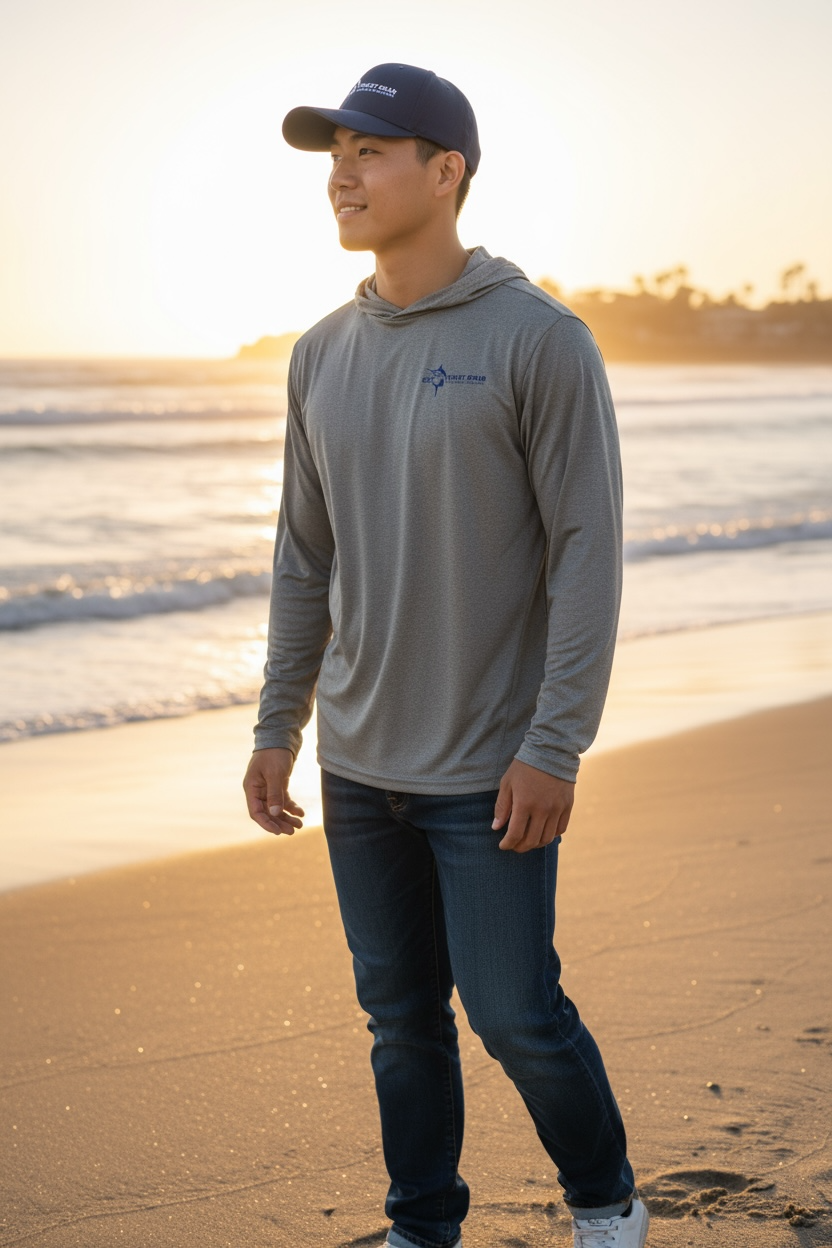 Get Tight Gear™ Performance Long Sleeve Hooded Shirt – Heather Grey (Adult Unisex S–4XL)