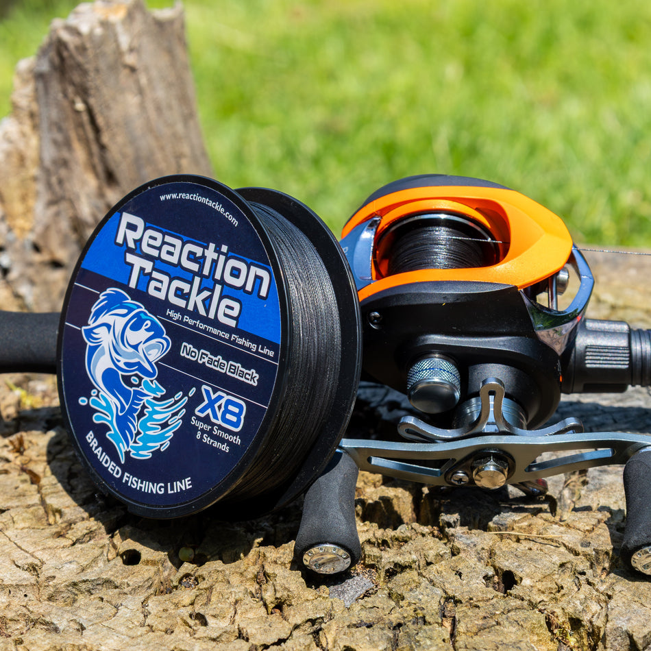 Reaction Tackle X8 Braided Fishing Line - NO FADE Black 8 Strand - NEW