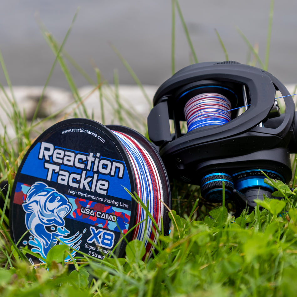 Reaction Tackle X8 Braided Fishing Line - USA Camo 8 Strand - NEW