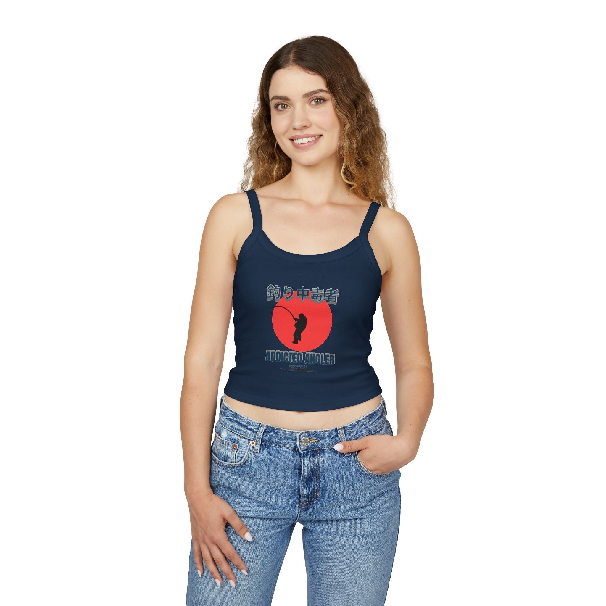 Addicted Angler Spaghetti Strap Tank Top - Perfect for Fishing Enthusiasts - Get Tight Gear