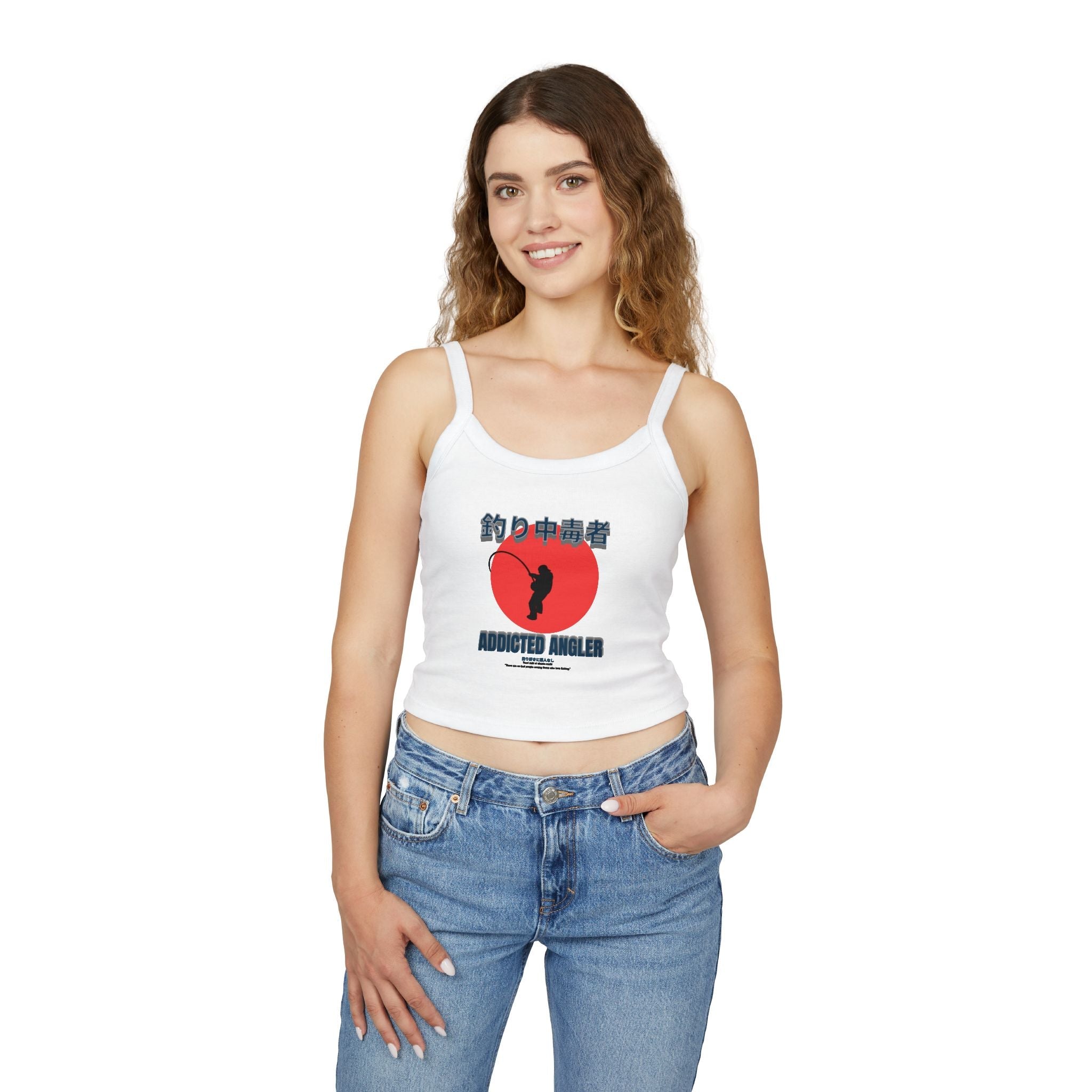 Addicted Angler Spaghetti Strap Tank Top - Perfect for Fishing Enthusiasts - Get Tight Gear