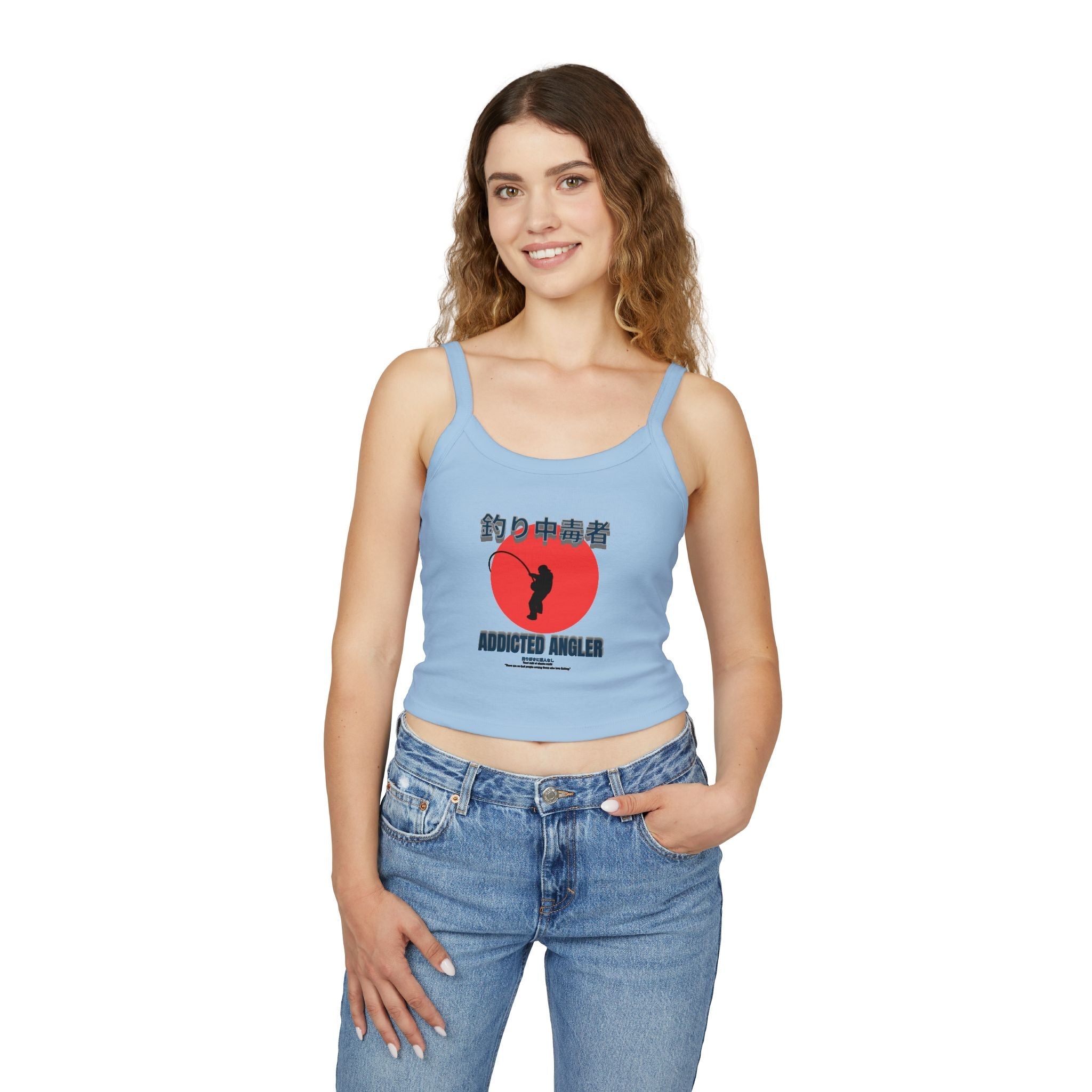 Addicted Angler Spaghetti Strap Tank Top - Perfect for Fishing Enthusiasts - Get Tight Gear