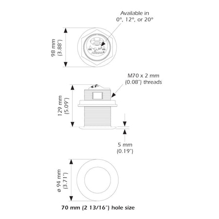 Airmar B75HW High Wide Chirp Transducer - 20 Degree Deadrise, 600W Thru Hull - Get Tight Gear