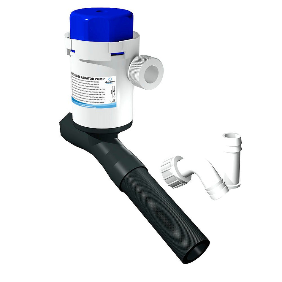 Albin Group Cartridge Aerator Pump - 1100 GPH - 12V - Angled - Get Tight Gear