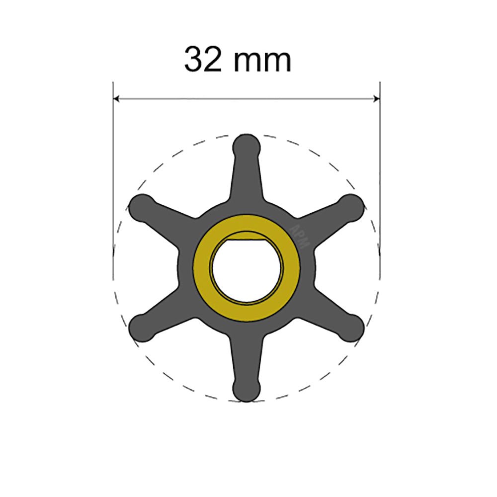 Albin Group Premium Impeller Kit - 32 x 8 x 12mm - 6 Blade - Single Flat Insert - Get Tight Gear