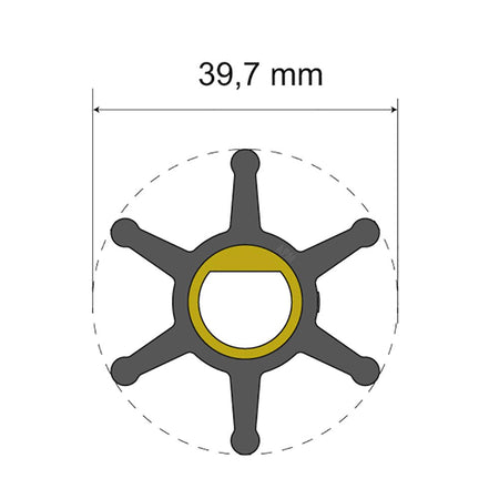 Albin Group Premium Impeller Kit - 39.7 x 12 x 19.2mm - 6 Blade - Single Flat Insert - Get Tight Gear