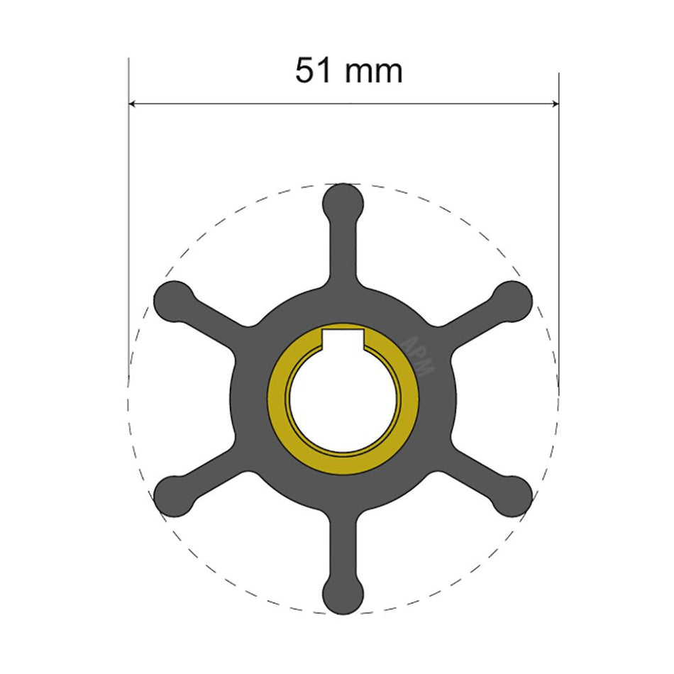 Albin Group Premium Impeller Kit - 51 x 12.7 x 22mm - 6 Blade - Key Insert - Get Tight Gear