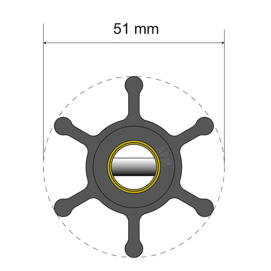 Albin Group Premium Impeller Kit - 51 x 22 x 12.7mm - 6 Blade - Pin Insert - Get Tight Gear
