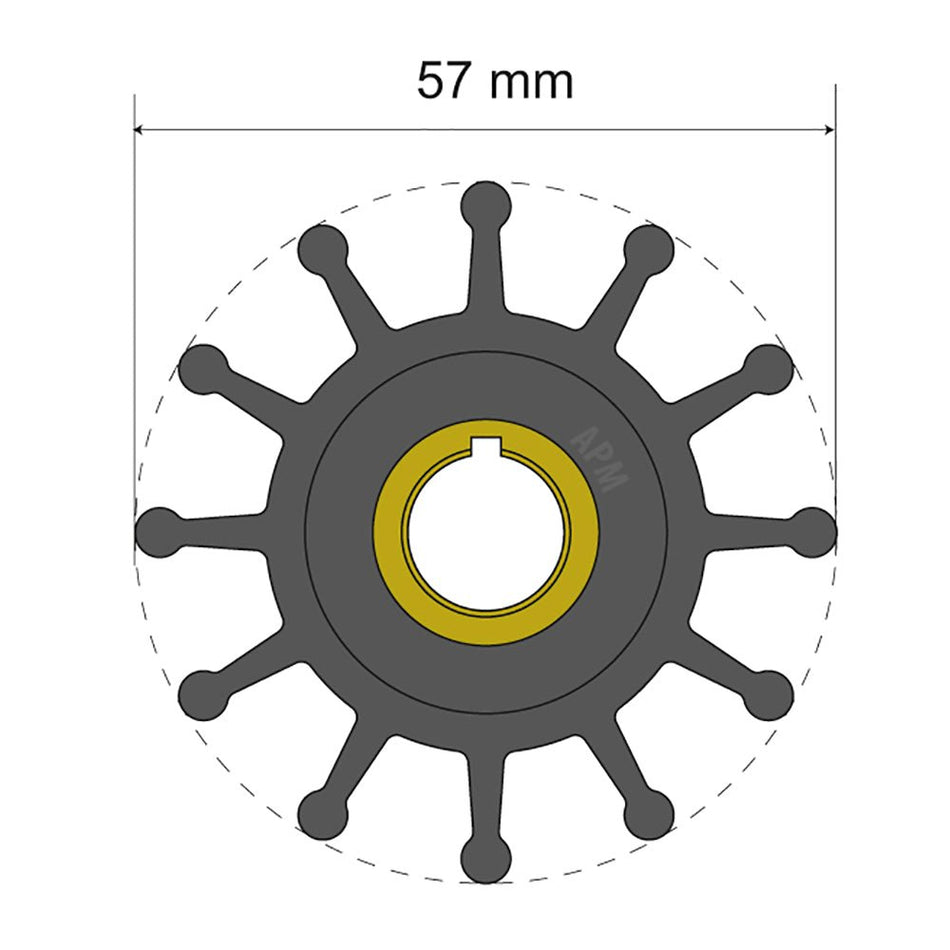 Albin Group Premium Impeller Kit 57 x 12.7 x 20mm - 12 Blade - Key Insert - Get Tight Gear