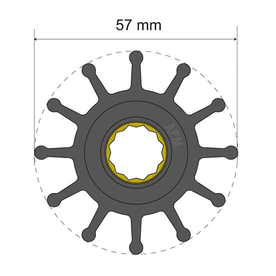 Albin Group Premium Impeller Kit 57 x 16 x 48.2mm - 12 Blade - Spline Insert - Get Tight Gear