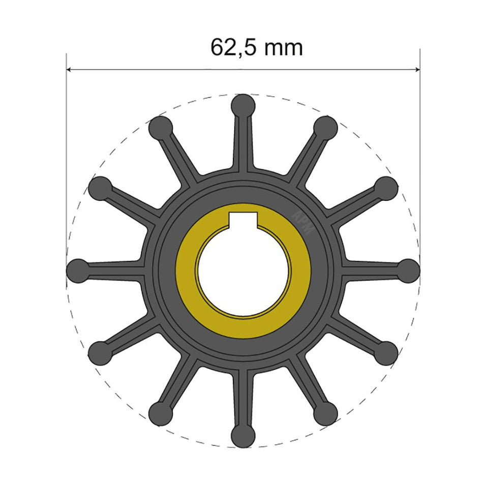Albin Group Premium Impeller Kit 62.5 x 16 x 22.4mm - 12 Blade - Key Insert - Get Tight Gear