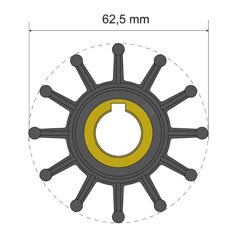 Albin Group Premium Impeller Kit 62.5 x 16 x 32mm - 12 Blade - Key Insert - Get Tight Gear