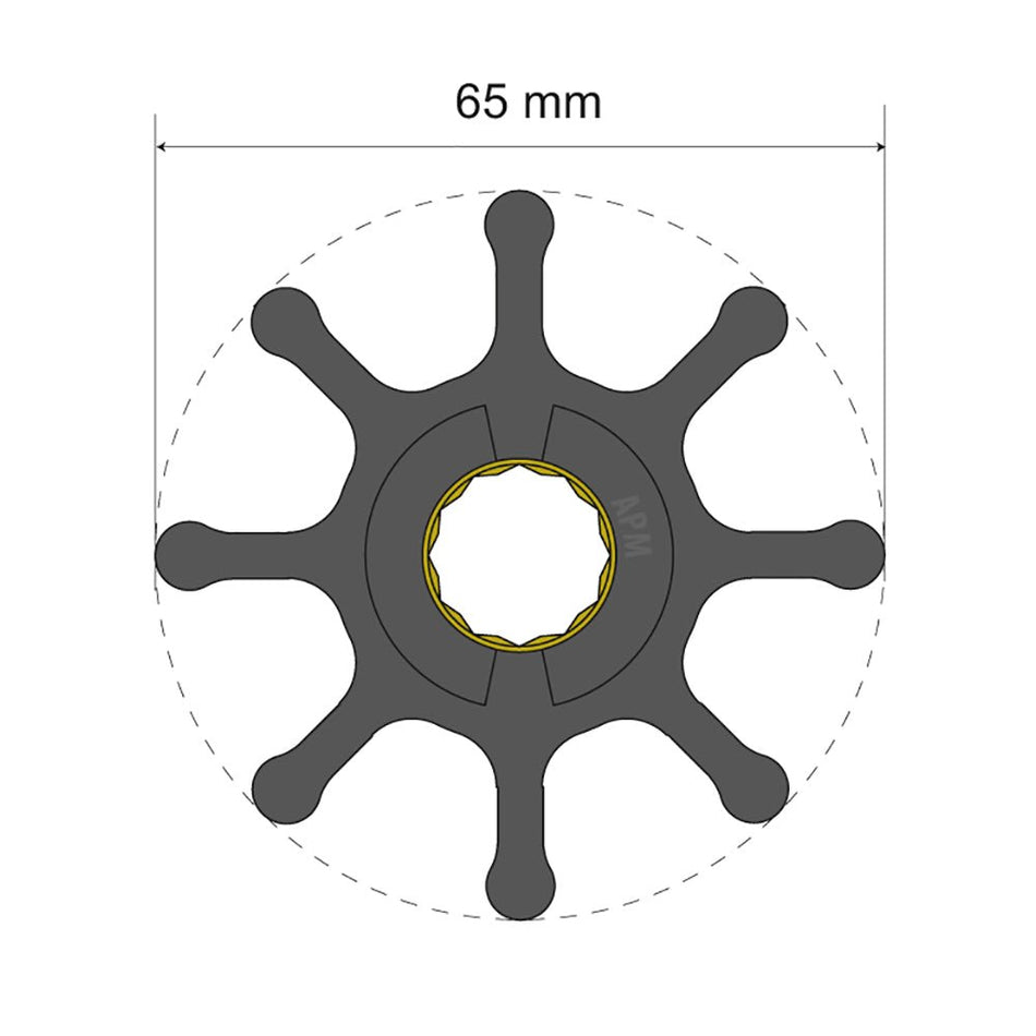 Albin Group Premium Impeller Kit 65 x 16 x 37mm - 8 Blade - Spline Insert - Get Tight Gear