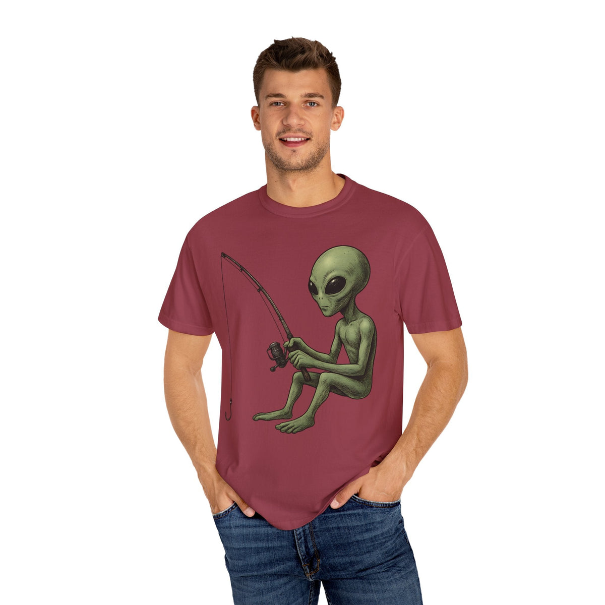 Alien Fishing T-shirt | Unisex Garment - Dyed Tee for Fishing Enthusiasts - Get Tight Gear