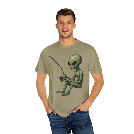 Alien Fishing T-shirt | Unisex Garment - Dyed Tee for Fishing Enthusiasts - Get Tight Gear