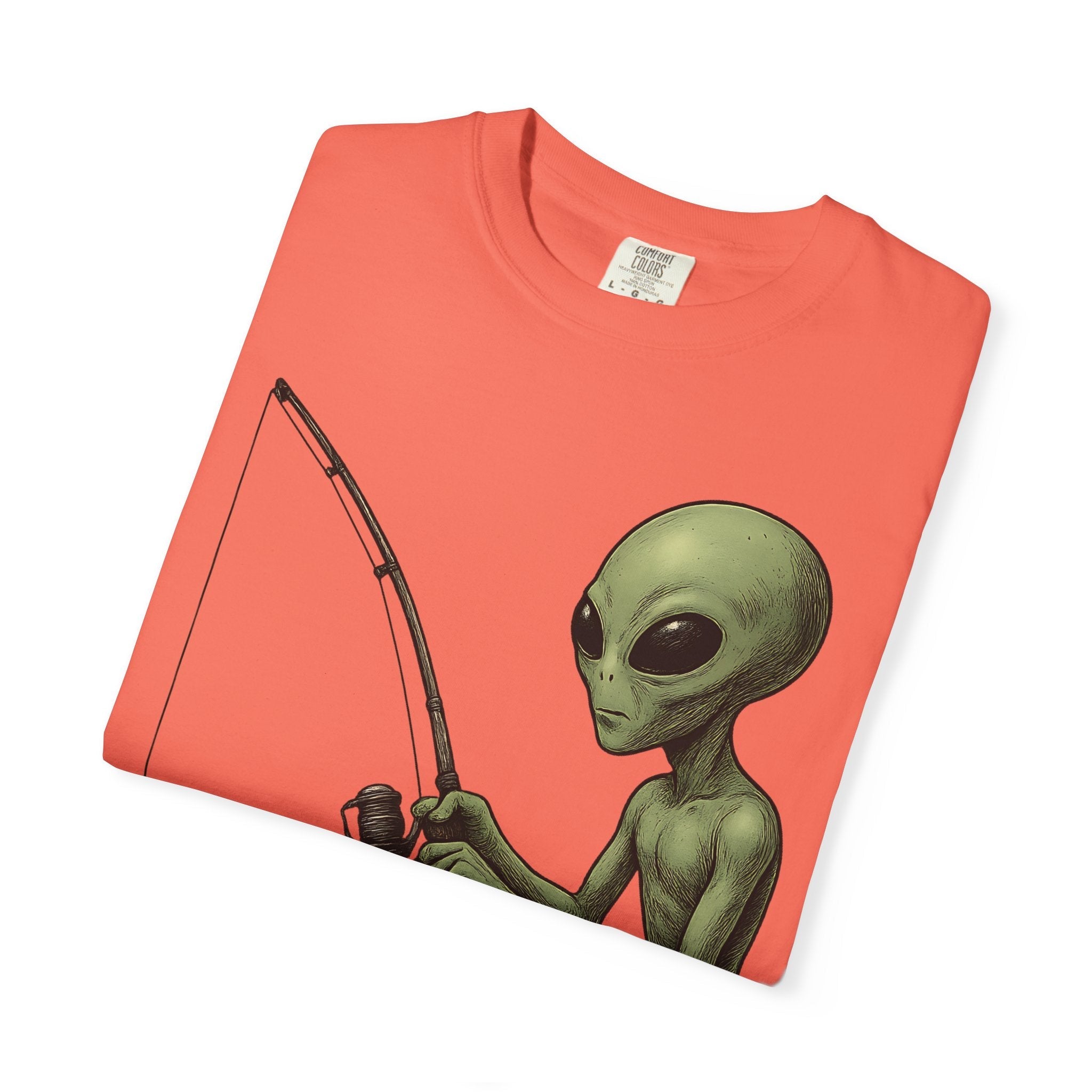 Alien Fishing T-shirt | Unisex Garment - Dyed Tee for Fishing Enthusiasts - Get Tight Gear