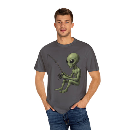 Alien Fishing T-shirt | Unisex Garment - Dyed Tee for Fishing Enthusiasts - Get Tight Gear