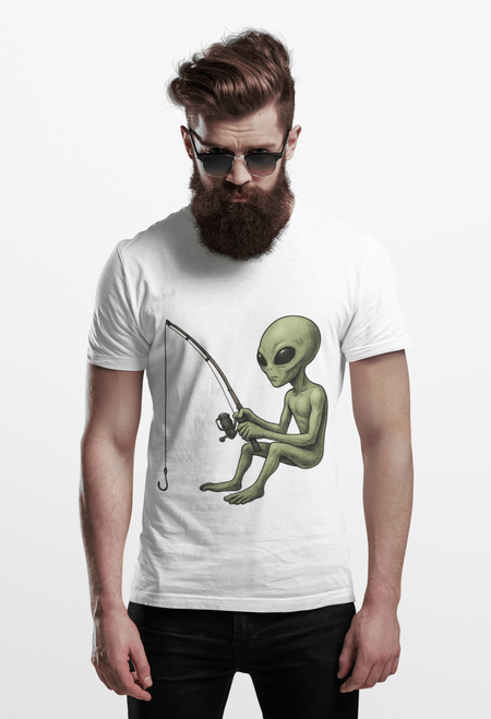 Alien Fishing T-shirt | Unisex Garment - Dyed Tee for Fishing Enthusiasts - Get Tight Gear