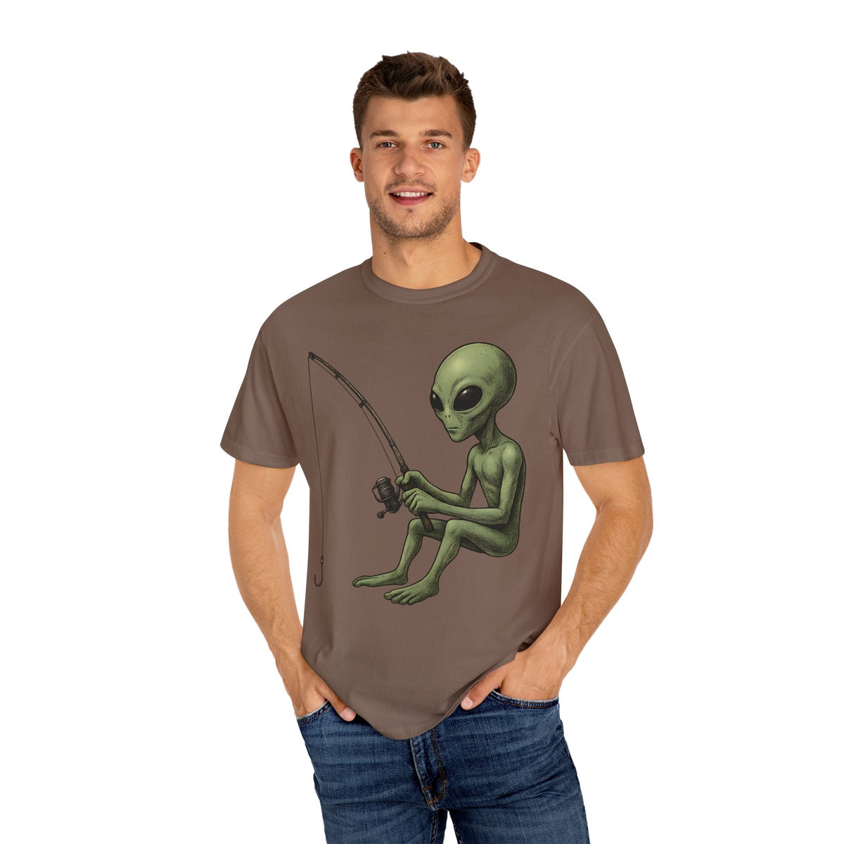 Alien Fishing T-shirt | Unisex Garment - Dyed Tee for Fishing Enthusiasts - Get Tight Gear