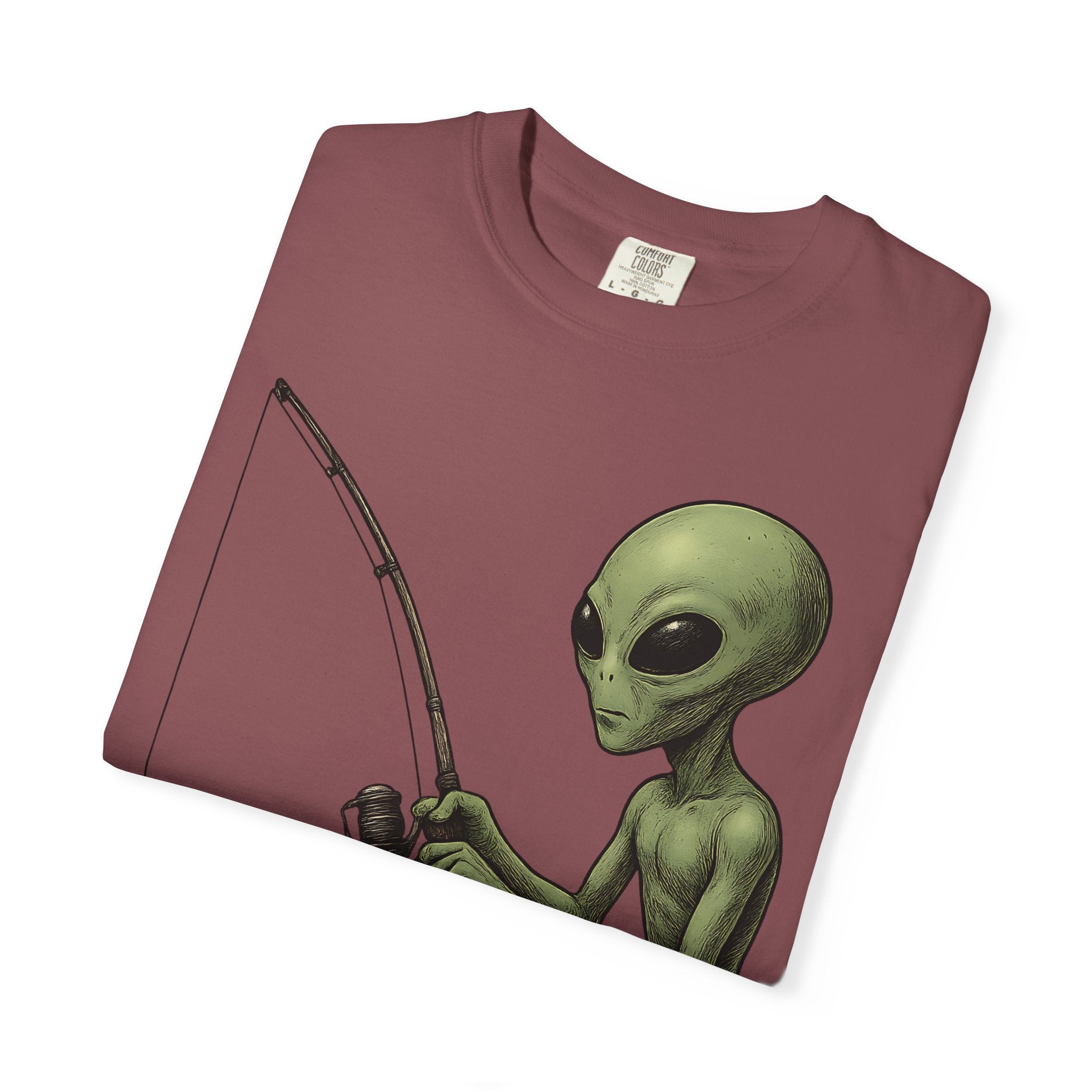 Alien Fishing T-shirt | Unisex Garment - Dyed Tee for Fishing Enthusiasts - Get Tight Gear