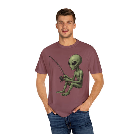 Alien Fishing T-shirt | Unisex Garment - Dyed Tee for Fishing Enthusiasts - Get Tight Gear