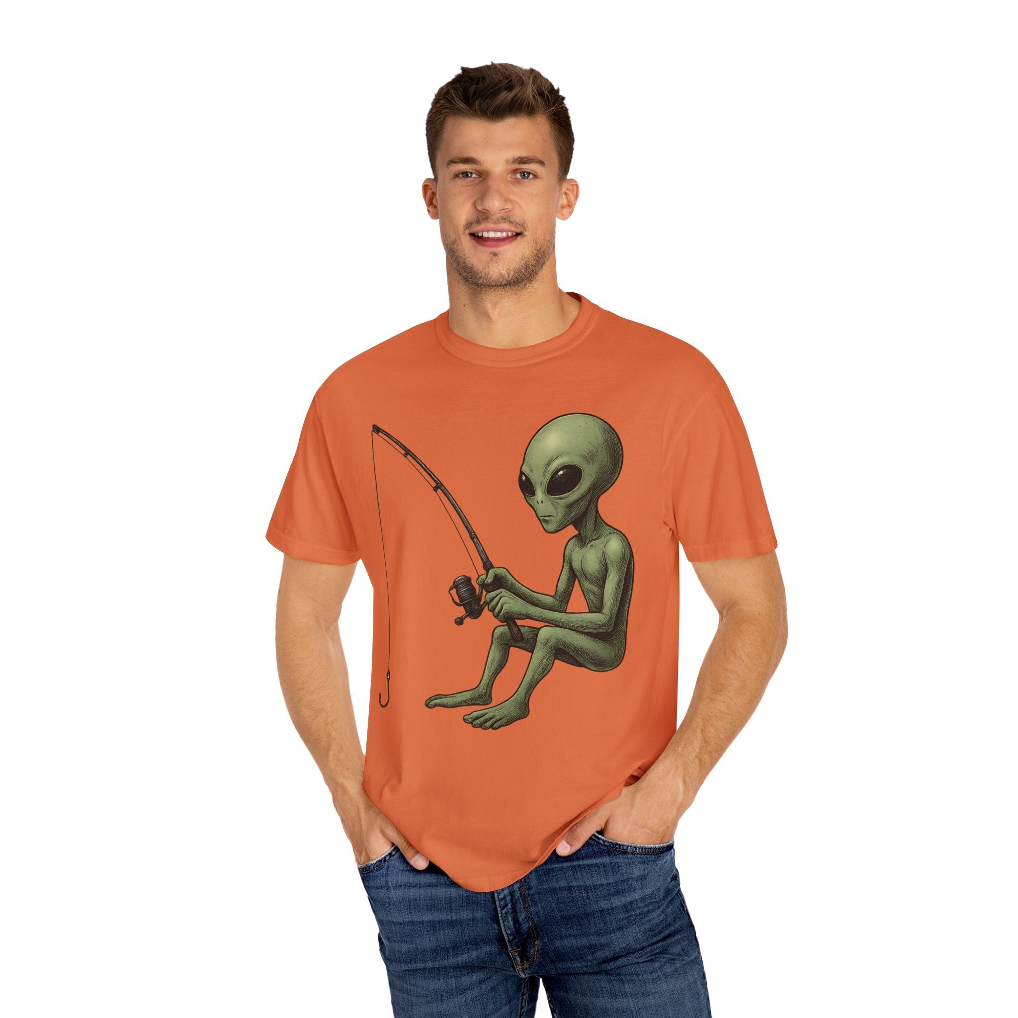 Alien Fishing T-shirt | Unisex Garment - Dyed Tee for Fishing Enthusiasts - Get Tight Gear