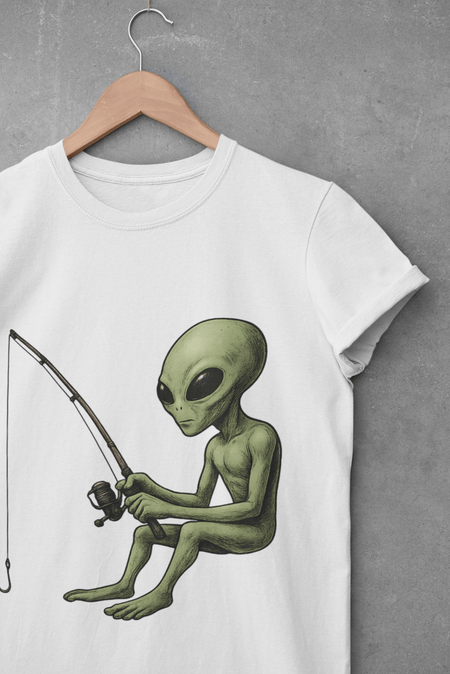 Alien Fishing T-shirt | Unisex Garment - Dyed Tee for Fishing Enthusiasts - Get Tight Gear