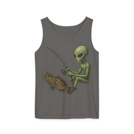 Alien Fishing Tank Top | Unisex Garment - Dyed Sleeveless Tee - Get Tight Gear
