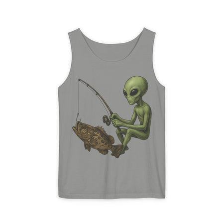 Alien Fishing Tank Top | Unisex Garment - Dyed Sleeveless Tee - Get Tight Gear