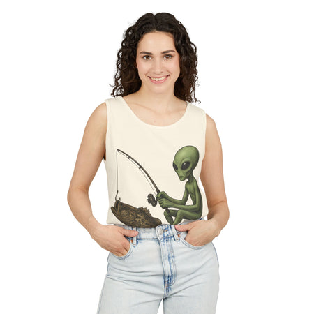 Alien Fishing Tank Top | Unisex Garment - Dyed Sleeveless Tee - Get Tight Gear