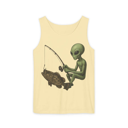 Alien Fishing Tank Top | Unisex Garment - Dyed Sleeveless Tee - Get Tight Gear
