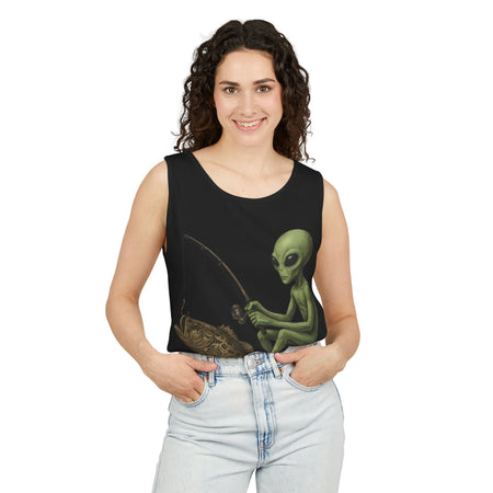 Alien Fishing Tank Top | Unisex Garment - Dyed Sleeveless Tee - Get Tight Gear