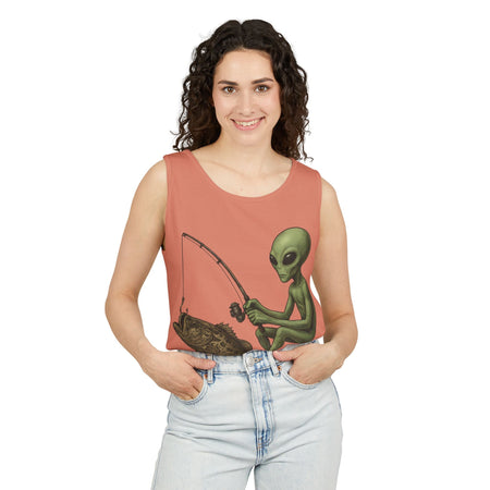 Alien Fishing Tank Top | Unisex Garment - Dyed Sleeveless Tee - Get Tight Gear