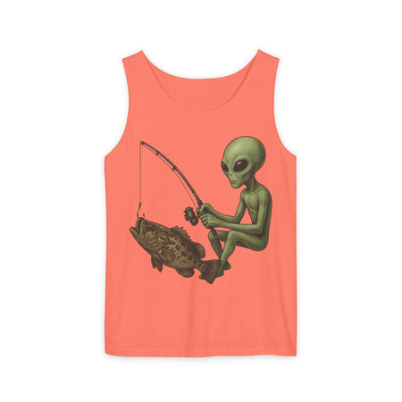 Alien Fishing Tank Top | Unisex Garment - Dyed Sleeveless Tee - Get Tight Gear