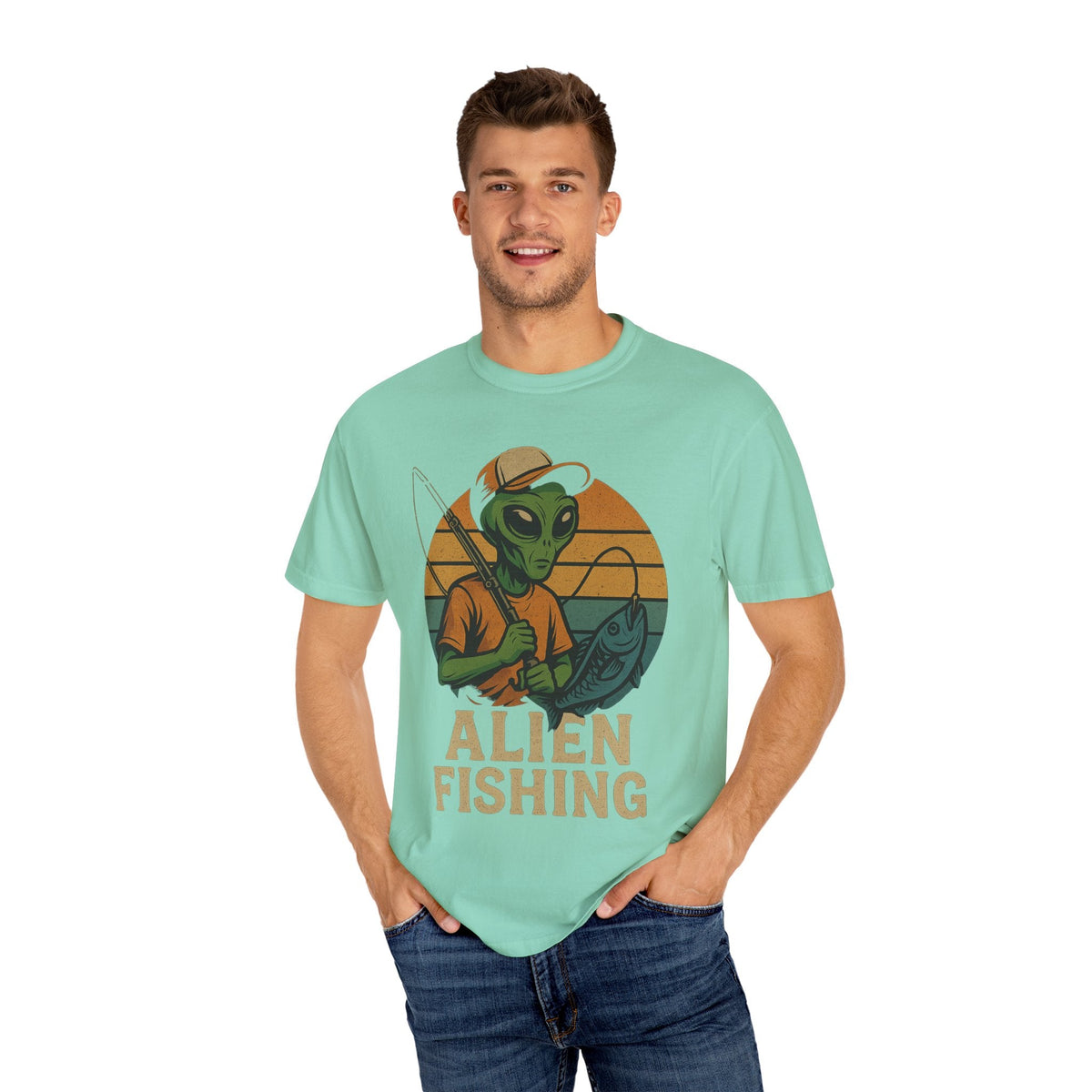 Alien Fishing Unisex Garment - Dyed T-shirt - Adventure & Nature Lover Tee - Get Tight Gear