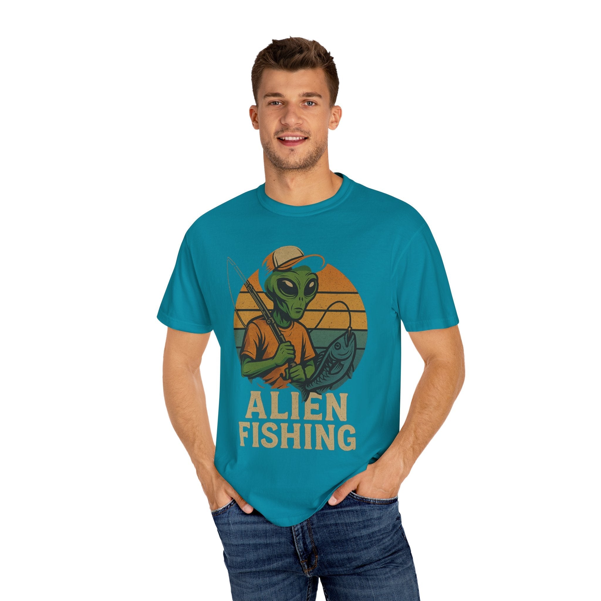 Alien Fishing Unisex Garment - Dyed T-shirt - Adventure & Nature Lover Tee - Get Tight Gear
