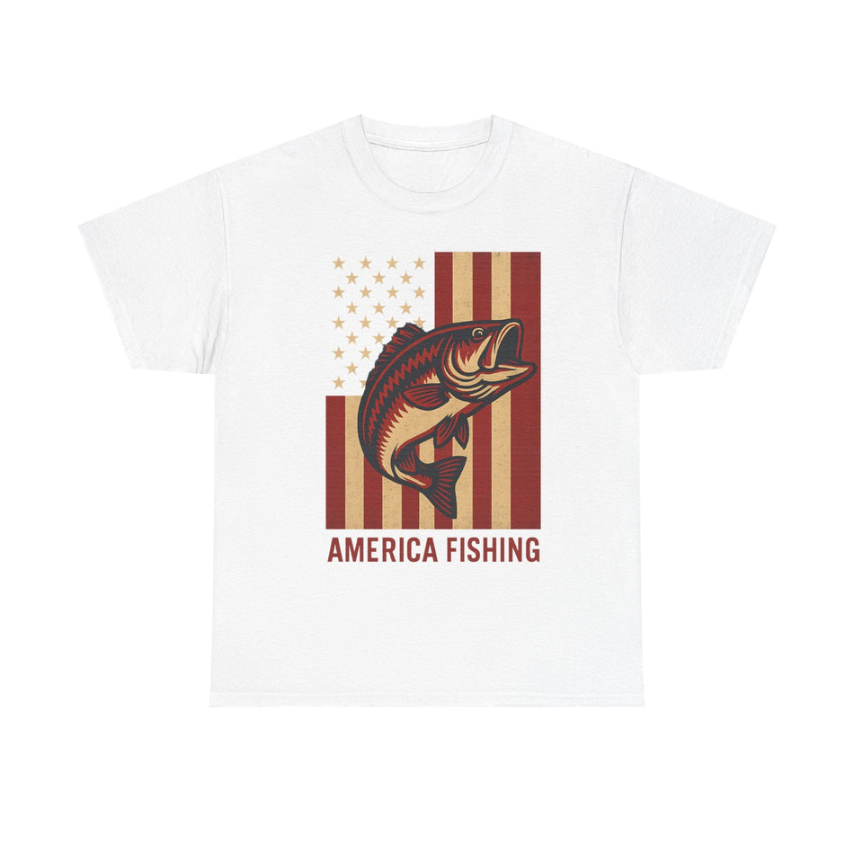 America Fishing Flag Unisex Tee - Patriot Angler Shirt - Get Tight Gear