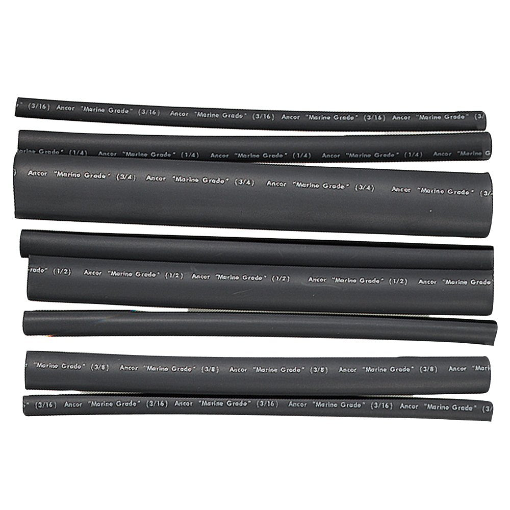 Ancor Adhesive Lined Heat Shrink Tubing - Assorted 8 - Pack, 6", 20 - 2/0 AWG, Black - Get Tight Gear