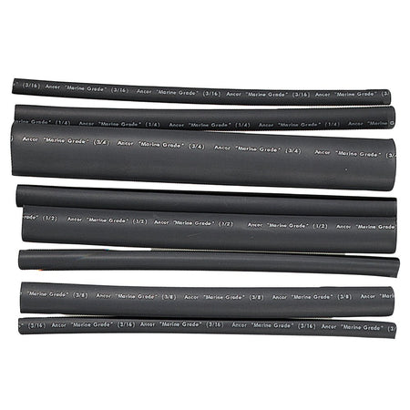 Ancor Adhesive Lined Heat Shrink Tubing - Assorted 8 - Pack, 6", 20 - 2/0 AWG, Black - Get Tight Gear