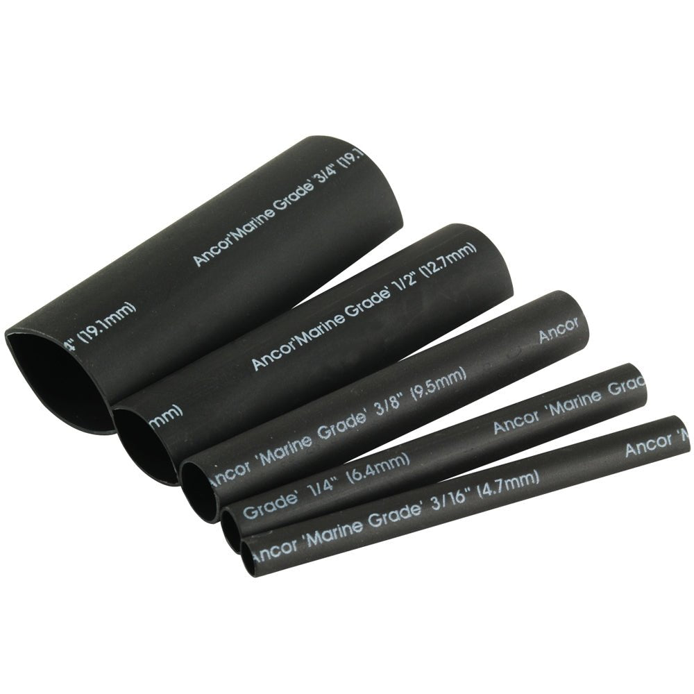 Ancor Adhesive Lined Heat Shrink Tubing Kit - 8 - Pack, 3", 20 to 2/0 AWG, Black - Get Tight Gear