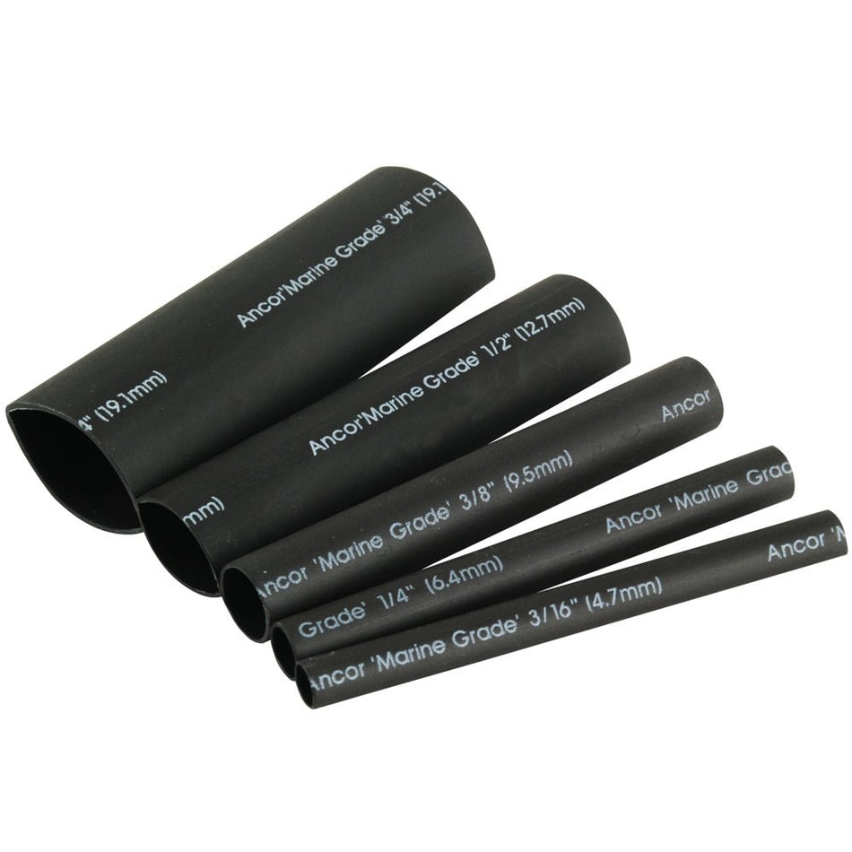 Ancor Adhesive Lined Heat Shrink Tubing Kit - 8 - Pack, 3", 20 to 2/0 AWG, Black - Get Tight Gear