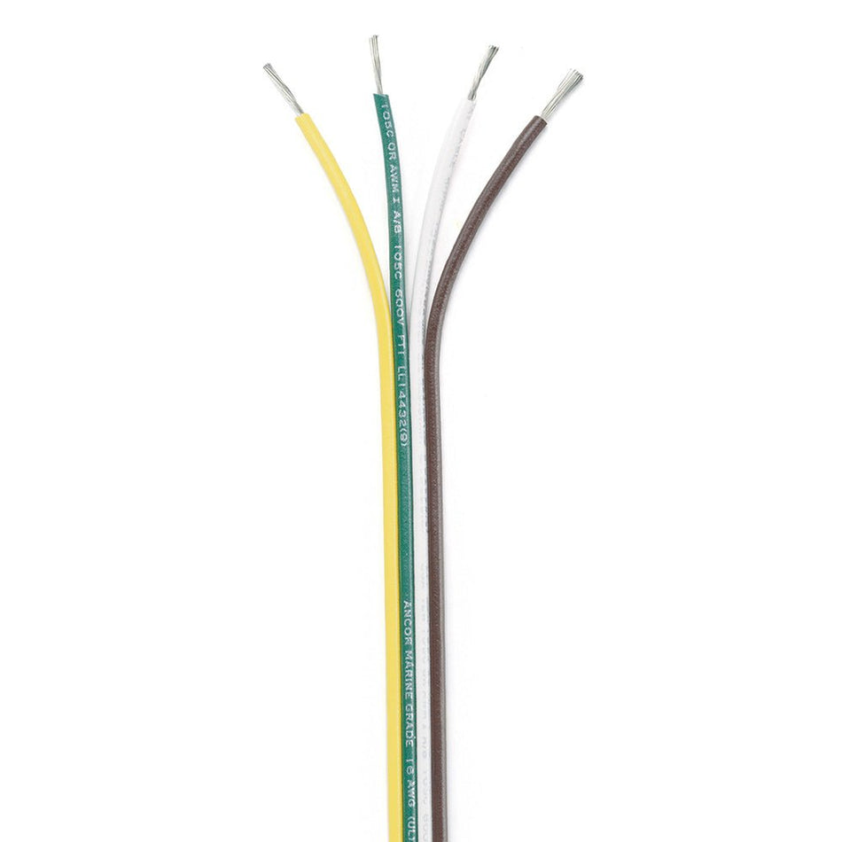 Ancor Ribbon Bonded Cable - 16/4 AWG - Brown/Green/White/Yellow - Flat - 100' - Get Tight Gear