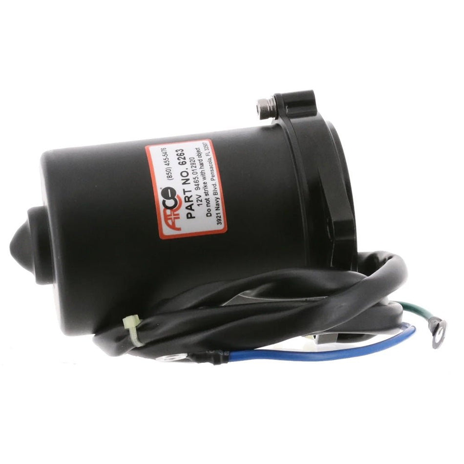 ARCO Marine Replacement Outboard Tilt Trim Motor - Yamaha, 2 - Wire, 3 Bolt, Flat Blade Shaft - Get Tight Gear