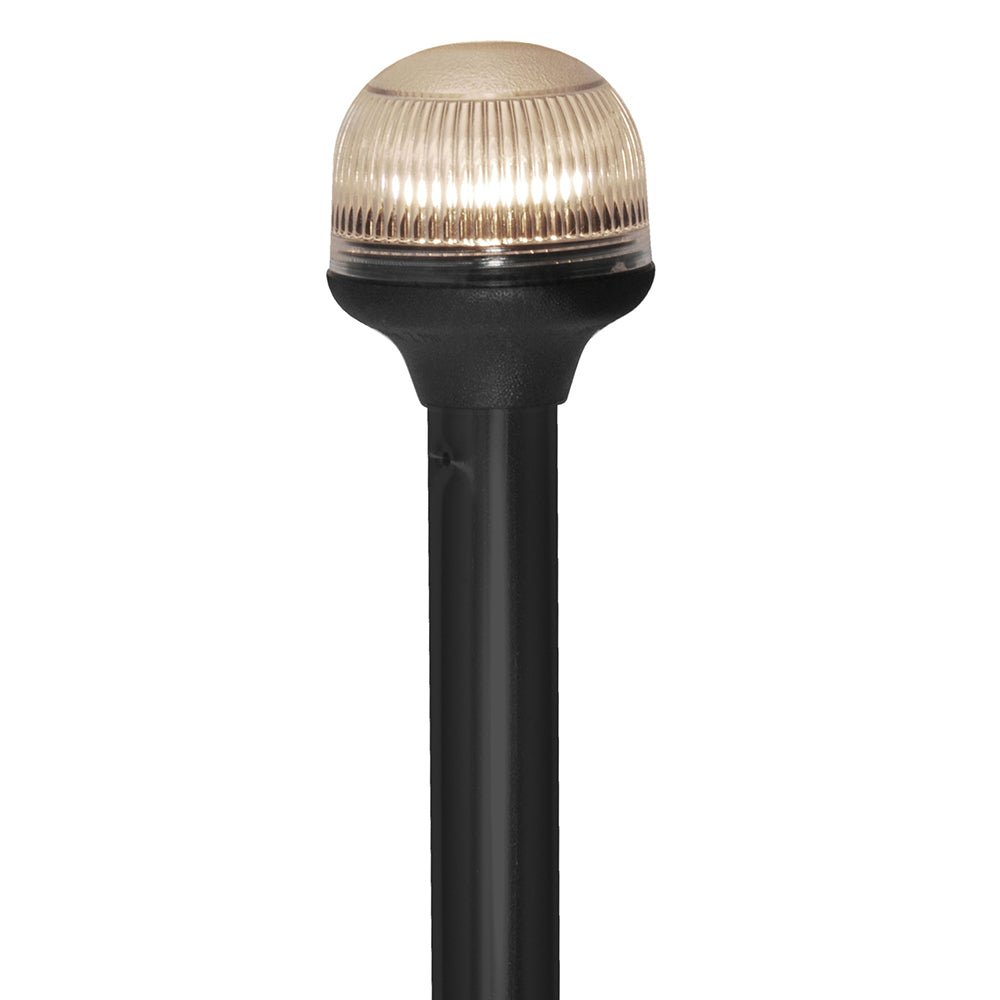 Attwood All - Around Fold - Down Incandescent Anti - Glare Lens Light - 12" Black Plastic Pole - 12V - Horizontal Comp Base - Get Tight Gear