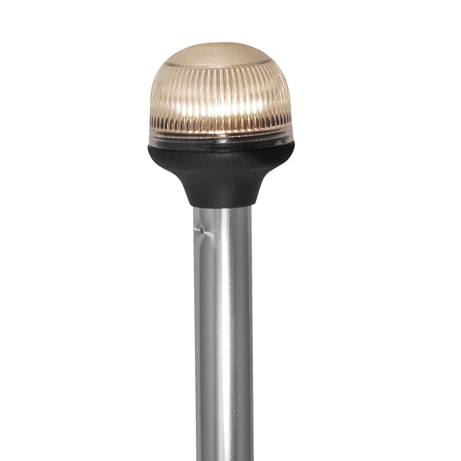 Attwood All - Around Fold - Down Incandescent Anti - Glare Lens Light - 20" Aluminum Pole - 12V - Horizontal Composite Base - Get Tight Gear