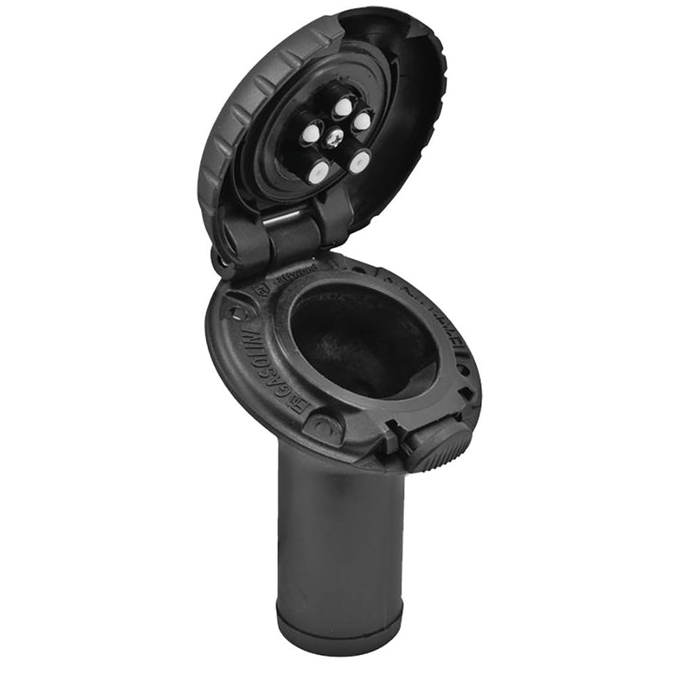 Attwood Deck Fill f/Carbon Canister System - Angled Body & Scalloped Black Plastic Cap - Get Tight Gear