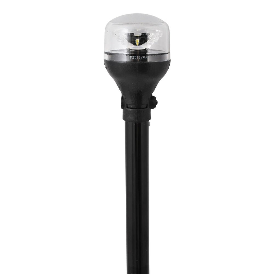Attwood LightArmor All - Around Light - 12" Black Pole - Black Horizontal Composite Base w/Adapter - Get Tight Gear